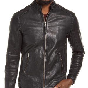 All Saints Cora Black Leather Mens Jacket Size Medium